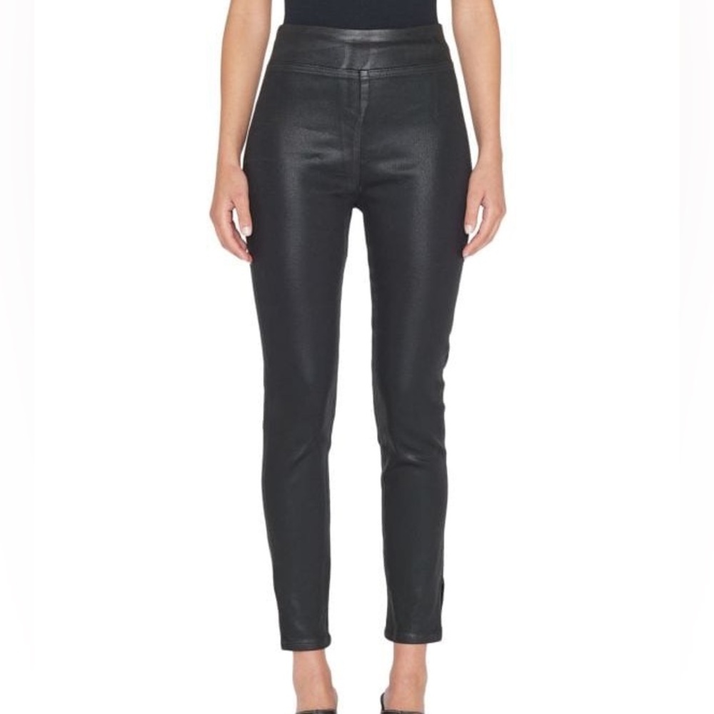 Frame Jet Set Skinny Crop Slit in Noir Coated